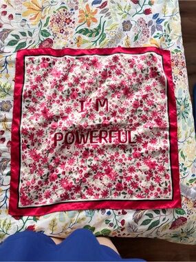 I'm Powerful Pink Floral Square Scarf